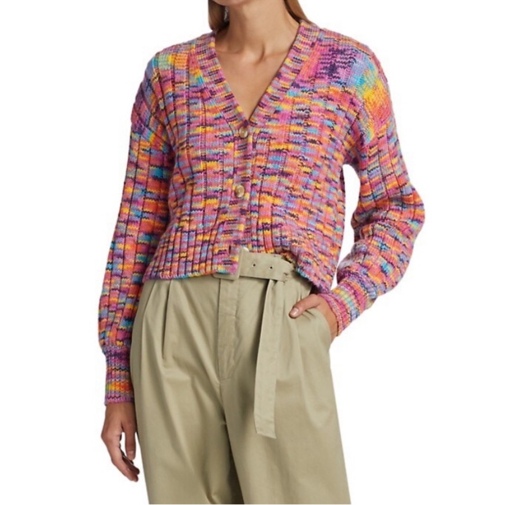 STAUD Vibrant Multicolor Knit Cardigan